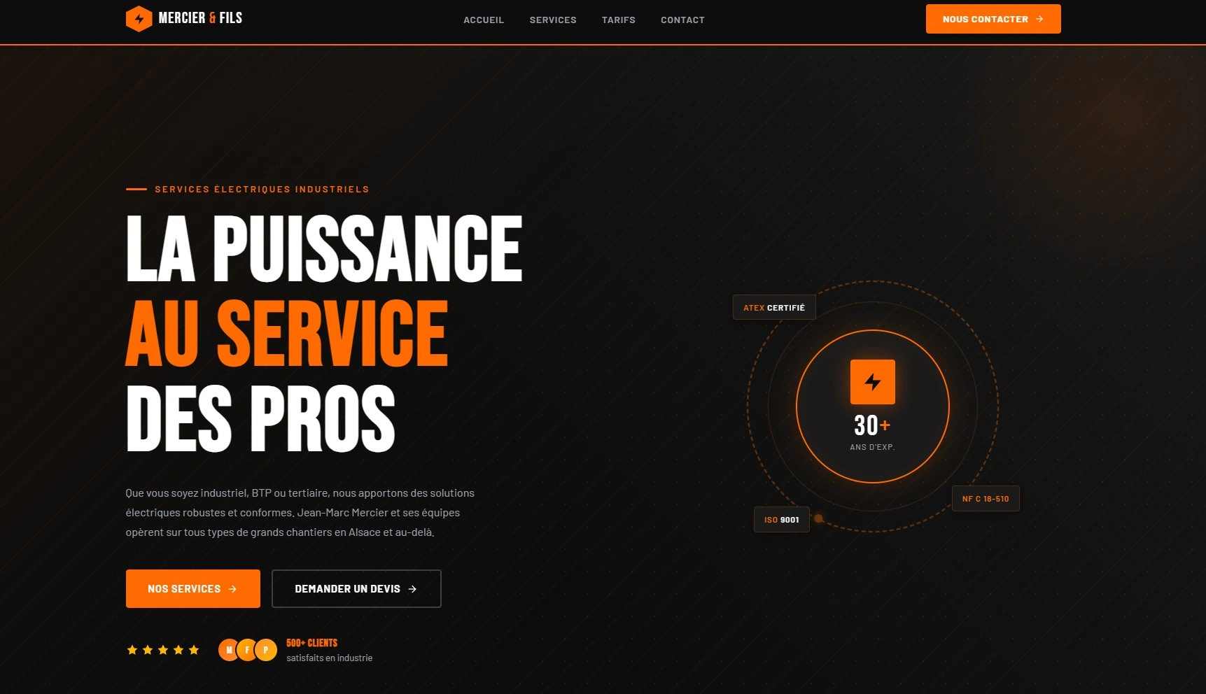 Site web eletricista — página interior